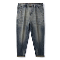 Plus Size Men's Stylish Distressed Straight Leg Jeans