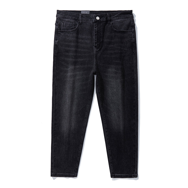 Pantalon en denim noir décontracté pour hommes de grande taille 