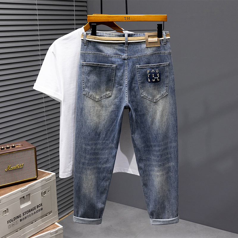 Übergröße Herren Retro Stretch Dünne Jeans 