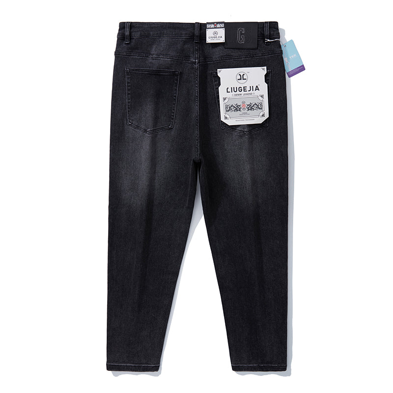 Pantalon en denim noir décontracté pour hommes de grande taille 