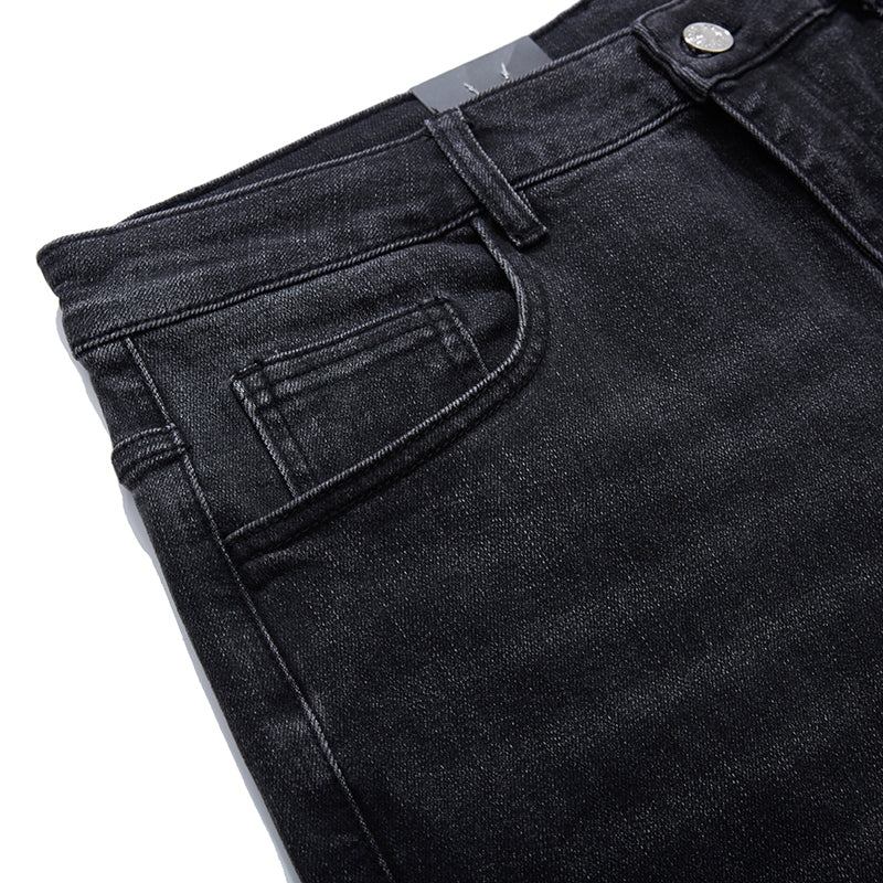 Pantalon en denim noir décontracté pour hommes de grande taille 