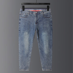 Übergröße Herren Minimalistische Stretch Blue Jeans 