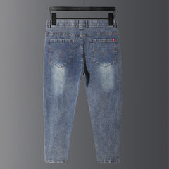 Übergröße Herren Minimalistische Stretch Blue Jeans 