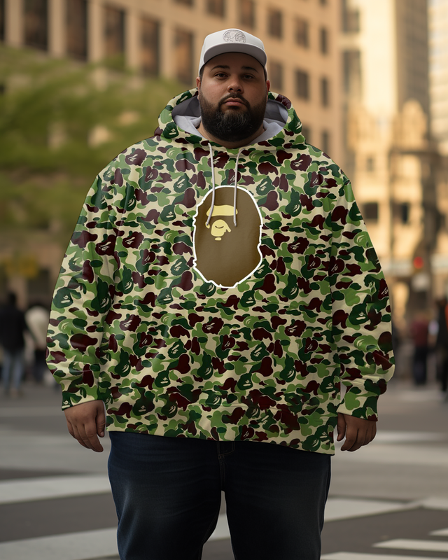 Men's Camo monkey Plus Size Hoodie&Pants