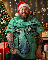 Kurzärmeliges T-Shirt mit Weihnachts-Graffiti-Motiv für Herren in Übergröße