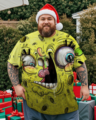 T-shirt à manches courtes pour homme avec graffiti de Noël et grande taille