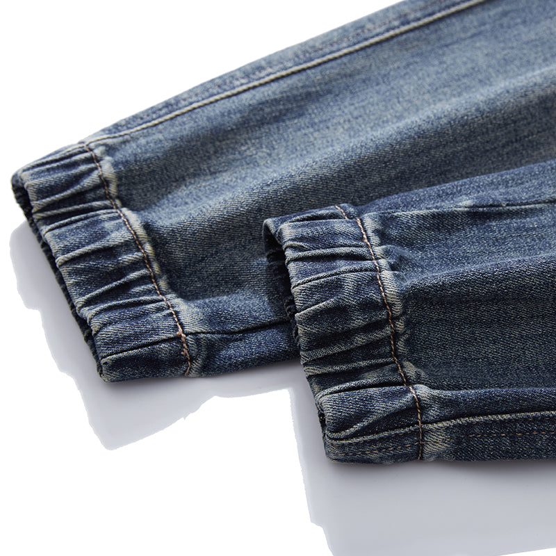 Stretch-Jeans für Herren in Übergröße mit elastischem Bund und Kordelzug 