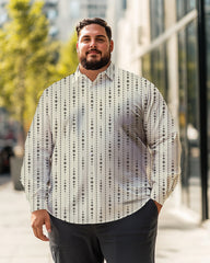 Men's Beaded Pattern Plus Size Long Sleeve Shirt  ,  Button Down Shirt