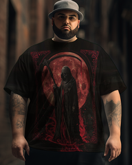 T-shirt à manches courtes grande taille pour homme Reaper in the Blood Moon