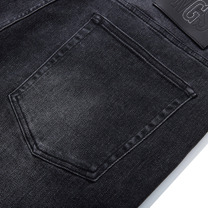 Pantalon en denim noir décontracté pour hommes de grande taille 