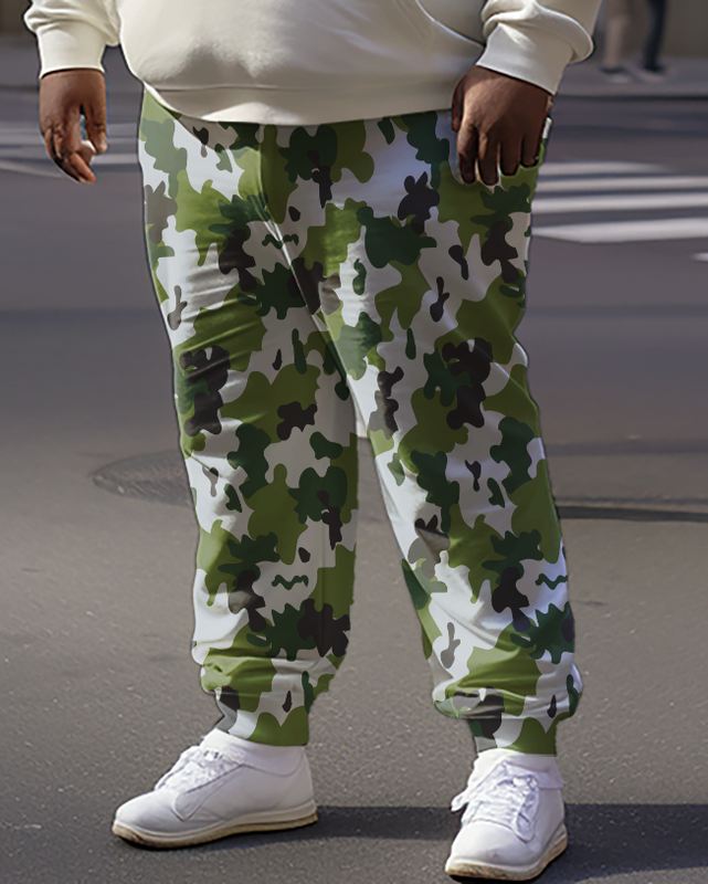 Sweat à capuche et pantalon camouflage vert grande taille pour homme