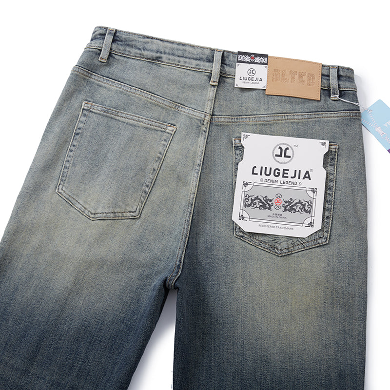 Plus Size Men's Stylish Distressed Straight Leg Jeans