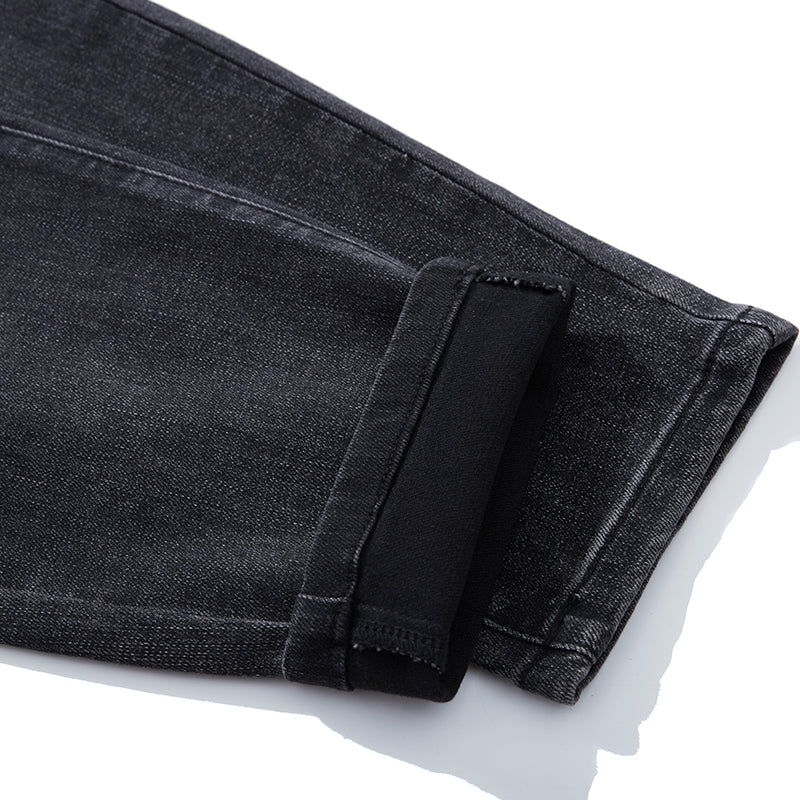 Pantalon en denim noir décontracté pour hommes de grande taille 