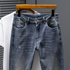 Plus Size Men's Simple Embossed Casual Thin Jeans