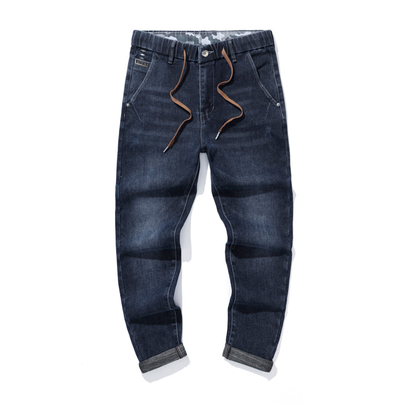 Jean d'hiver ample et extensible pour hommes de grande taille, jean en denim texturé 