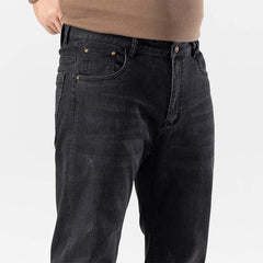 Jeans d'hiver extensibles pour hommes grande taille, jeans à jambe large, jeans en relief 