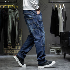 Tall Men's Stylish Straight Leg Jeans,Patchwork Jeans