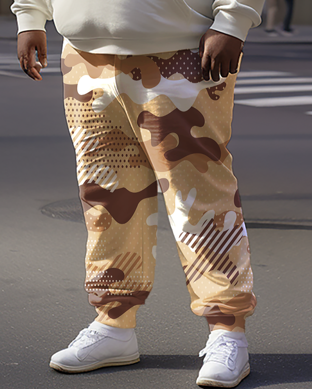 Sweat à capuche et pantalon camouflage tricolore pour homme grande taille