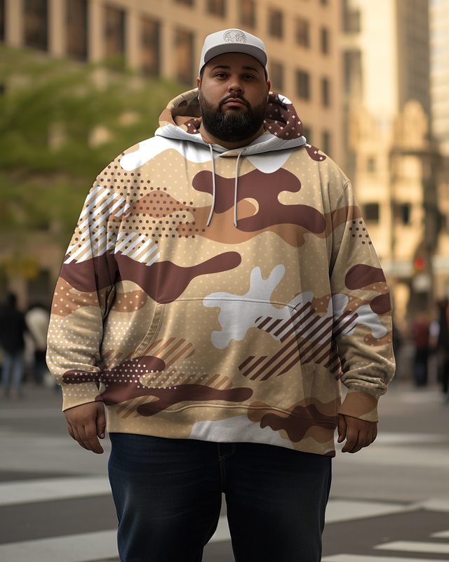 Sweat à capuche et pantalon camouflage tricolore pour homme grande taille