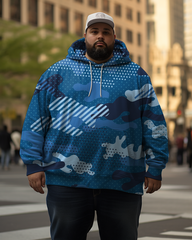 Men's Tricolor Camo Plus Size Hoodie&Pants