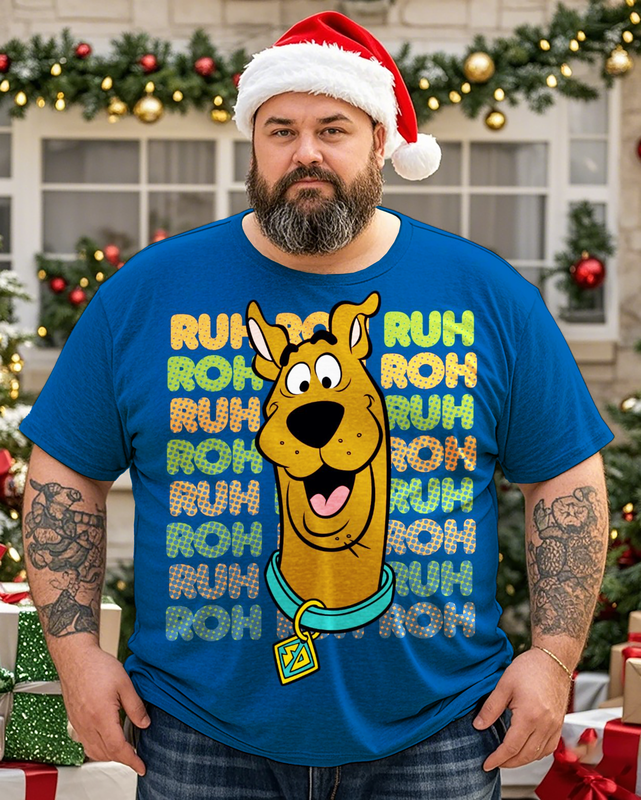 Men's Scooby-Doo Ruh Roh Plus Size Short Sleeve T-Shirt