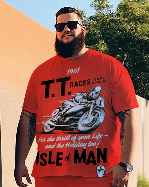 Herren TT-Rennen Isle of Man 1961 POSTERPRINT T-Shirt und Shorts in Übergröße 