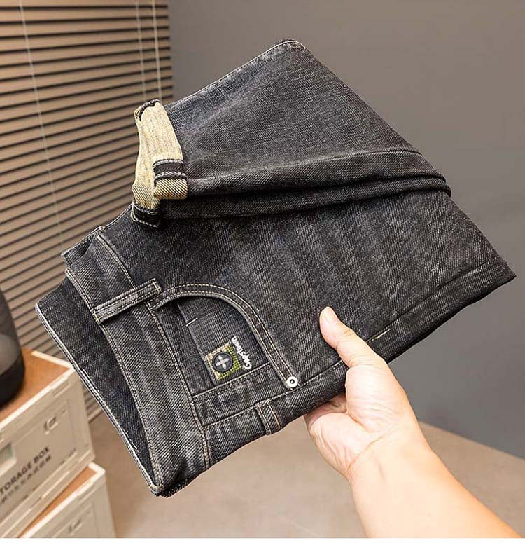 Lockere Stretch-Winterjeans für Herren in Übergröße, klassische minimalistische Jeans 