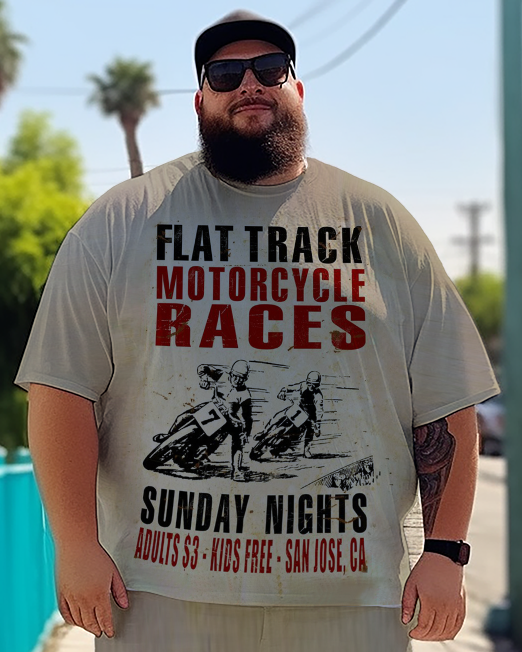 Men's Flat Track Motorcycle Races Plus Size T-Shirt & Short