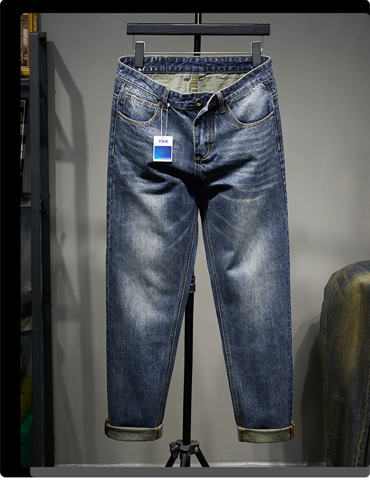 Lässige, lockere Jeans für Herren in Übergröße mit geradem Bein, Hip-Hop-Jeans 