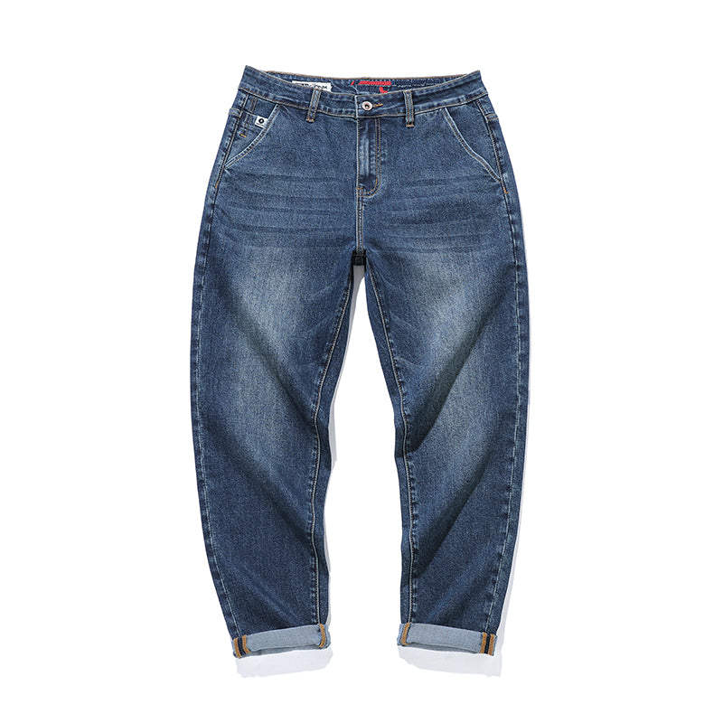 Gerade, lockere, elastische Jeans für Herren in Übergröße, Baggy-Stretch-Jeans 