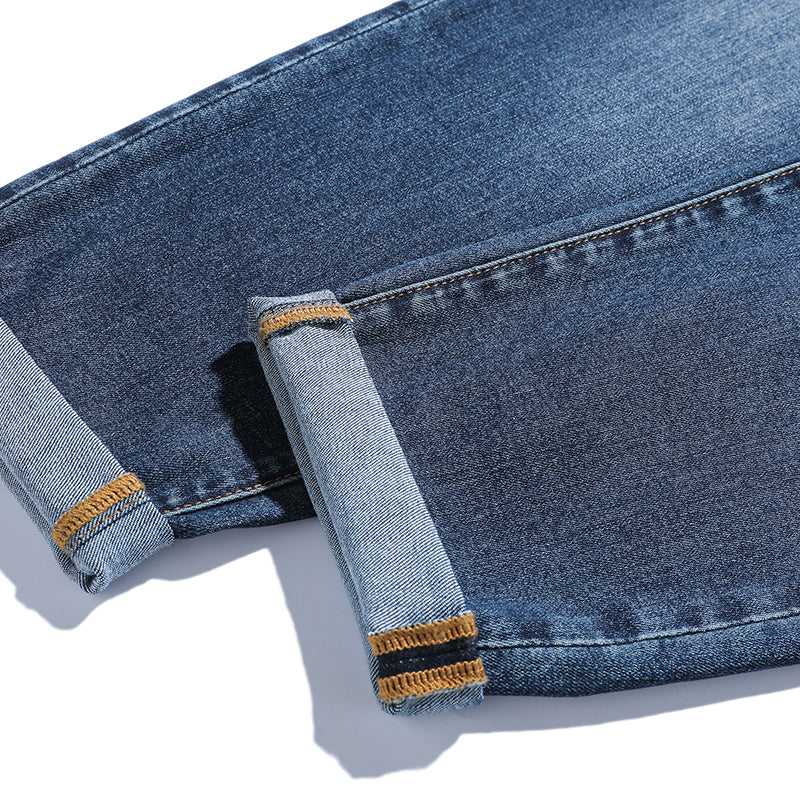 Gerade, lockere, elastische Jeans für Herren in Übergröße, Baggy-Stretch-Jeans 