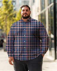 Chemise à carreaux à manches longues pour hommes, grande taille, chemise boutonnée 