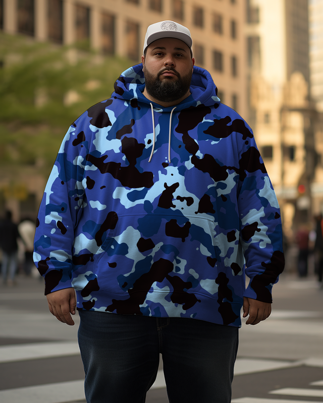 Sweat à capuche et pantalon amples et élégants pour hommes, motif camouflage, grande taille