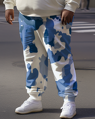 Sweat à capuche et pantalon grande taille à motif camouflage tricolore pour hommes