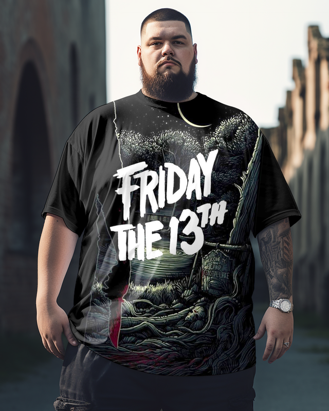 Men's Friday the 13th V44 Horror Poster Plus Size T-Shirt