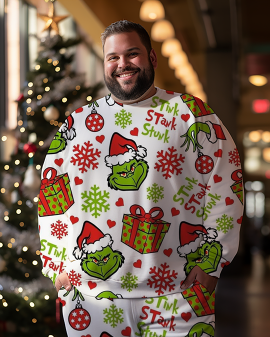 Sweat-shirts et pantalons à motif Grinch de Noël pour hommes, grande taille