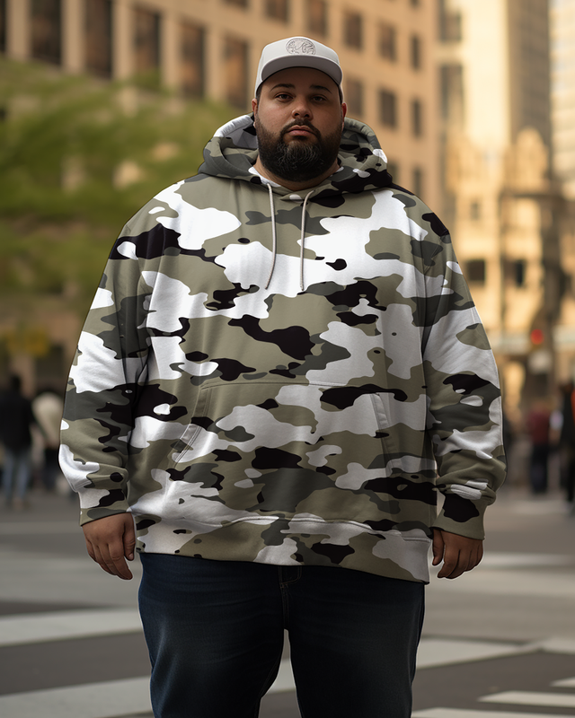 Sweat à capuche et pantalon camouflage tactique grande taille pour homme