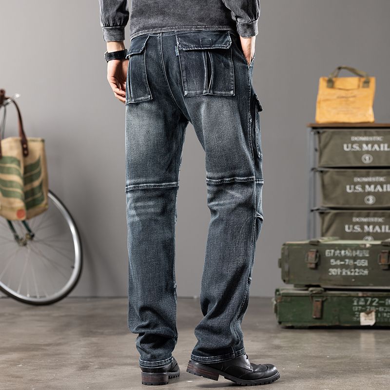 Plus Size Men's Outdoor Wide-legged Jeans,Workwear Pants