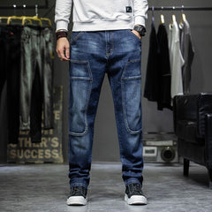 Tall Men's Stylish Straight Leg Jeans,Patchwork Jeans