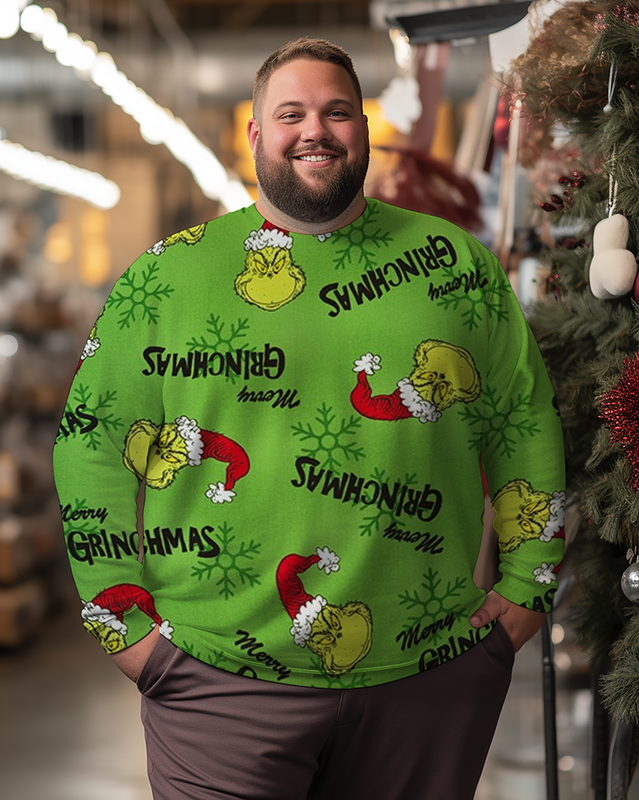 Weihnachts-Sweatshirts und -Hosen mit Grinch-Motiv für Herren in Übergröße