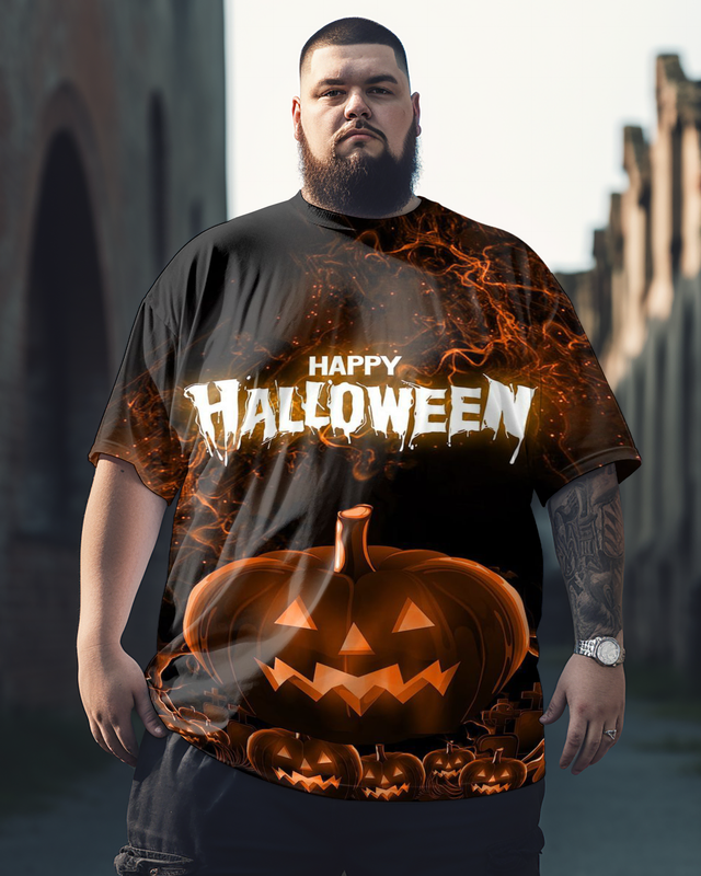 Herren T-Shirt „Trick Or Treat“ für Halloween, lustiger Kürbis, Happy Halloween, Übergröße