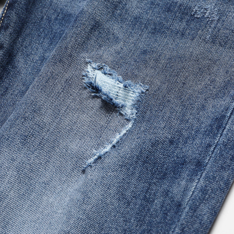 Jeans décontractés pour hommes grande taille, pantalons en denim vieilli 