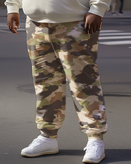 Sweat à capuche et pantalon camouflage imprimé 3D pour hommes, grande taille