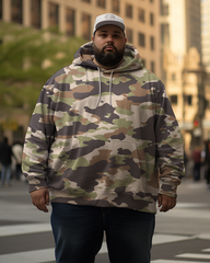 Sweat à capuche et pantalon camouflage imprimé 3D pour hommes, grande taille