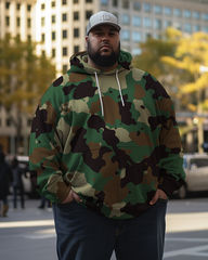 Sweat à capuche et pantalon camouflage imprimé 3D pour hommes, grande taille