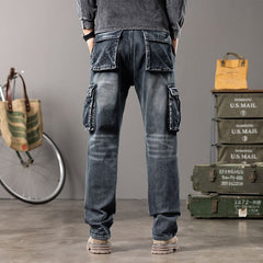 Plus Size Men's Outdoor Wide-legged Jeans,Workwear Pants