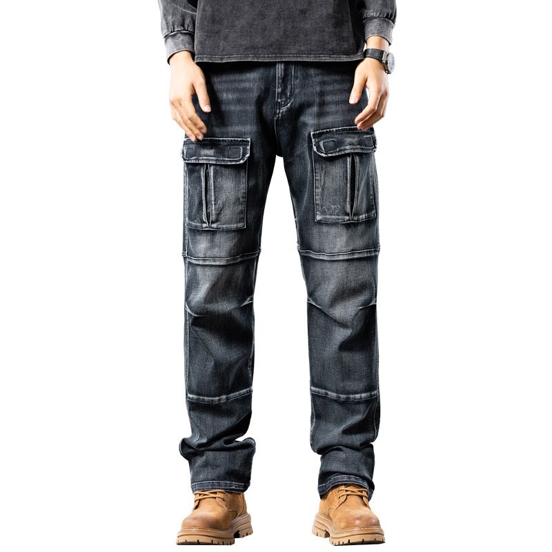 Plus Size Men's Outdoor Wide-legged Jeans,Workwear Pants