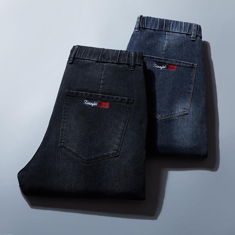 Jeans mit elastischem Bund für Herren in Übergröße, Stretch-Harlem-Jeans, Winter-Jeans 