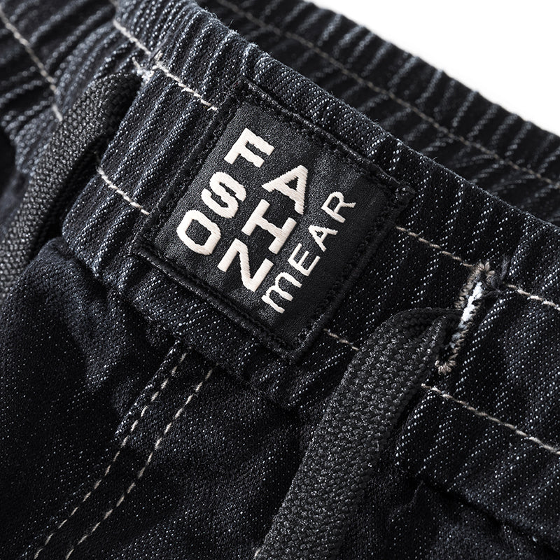 Jeans mit elastischem Bund und Kordelzug für Herren in Übergröße, locker sitzende Haremshose, Frühlings-Jeans 