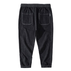 Jeans mit elastischem Bund und Kordelzug für Herren in Übergröße, locker sitzende Haremshose, Frühlings-Jeans 